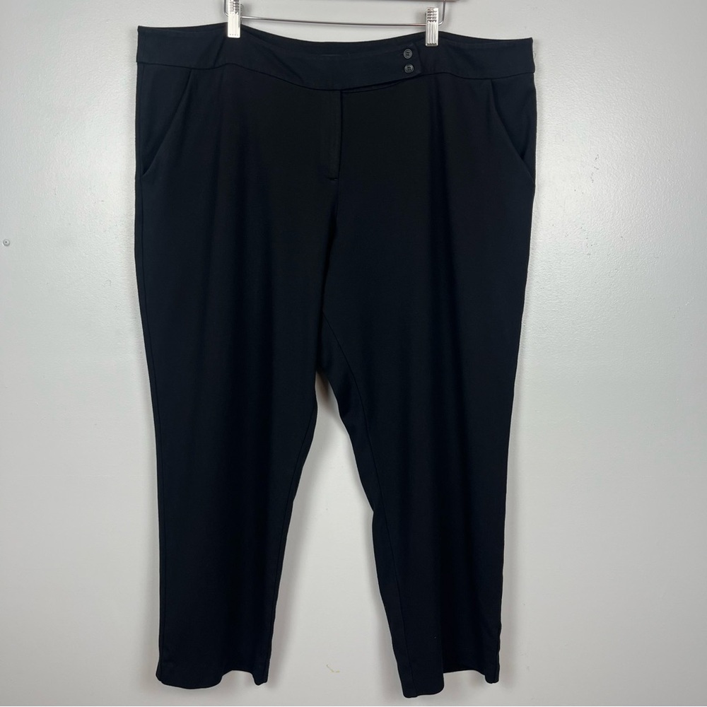 Eileen Fisher viscose nylon spandex black stretchy knit trouser pants, 22W.